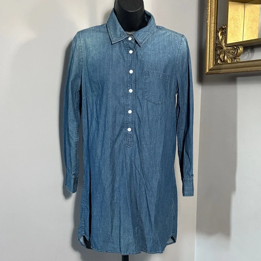 J Crew Size 8 Chambray Denim Button Down Jean Dress
